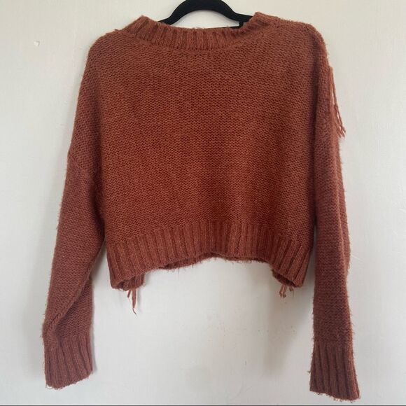 Urban Outfitters Fringe Crop Rust Sweater Size XS - Picture 4 of 8